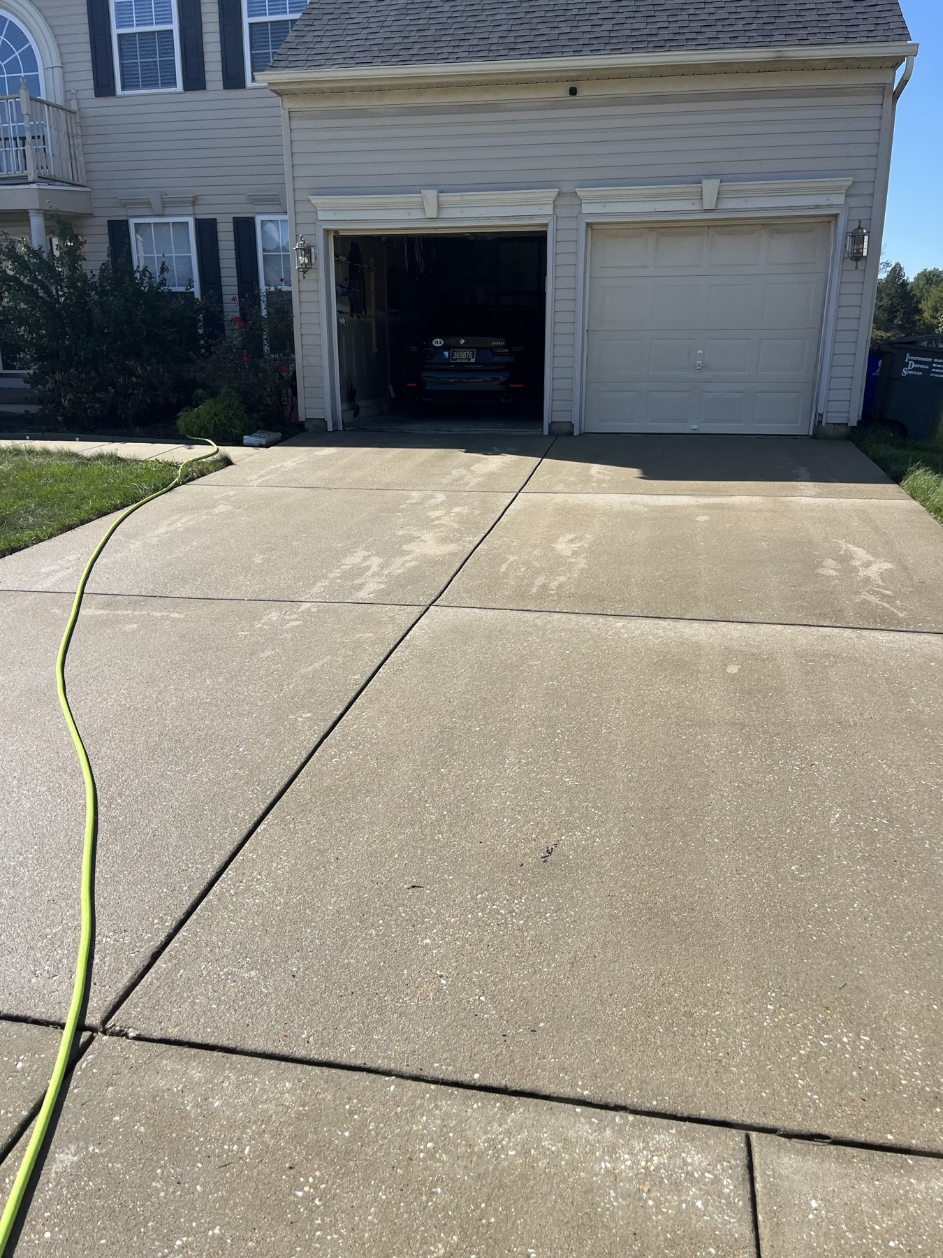 Concrete driveway after power washing