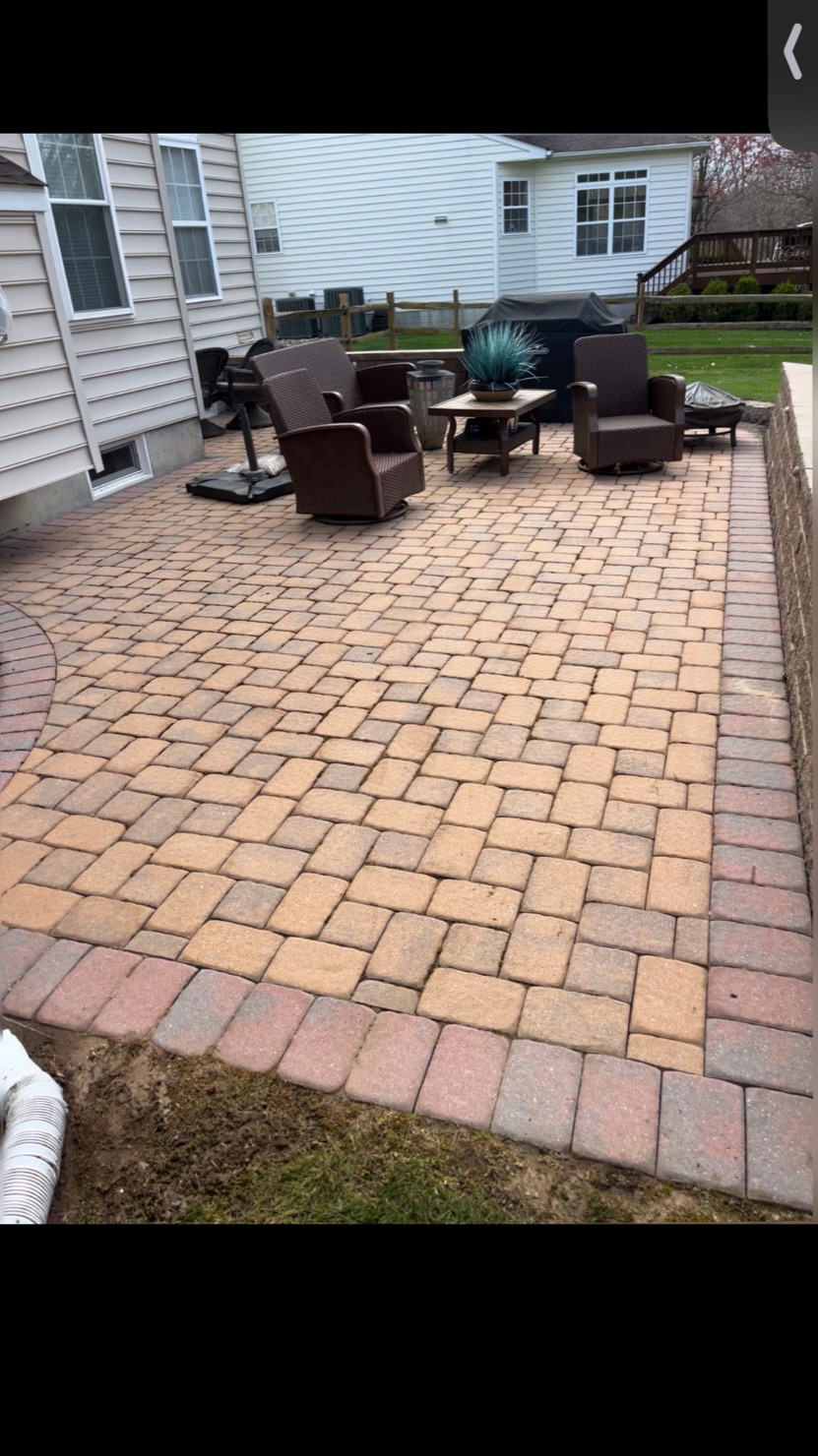 Clean paver patio after power washing